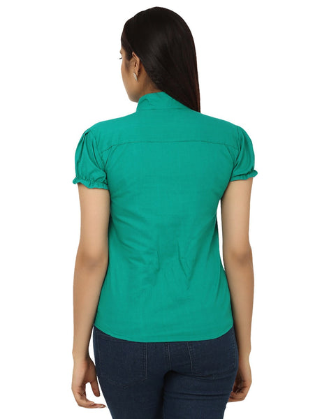 TeeMoods Green Cotton Shirt-Back