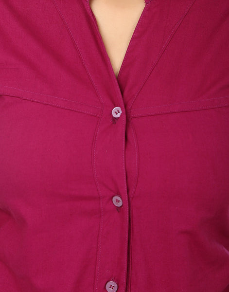 TeeMoods Violet Cotton Shirt-Front Button Placket