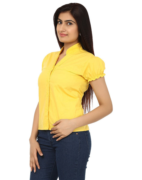 Yellow Cotton Shirt-Side
