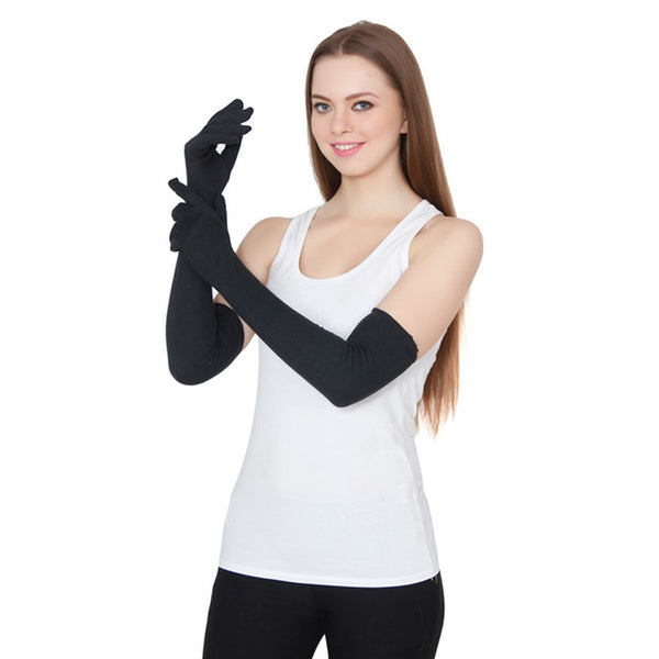 TeeMoods Full Hand Black Gloves for Women for Protection from Sun-2