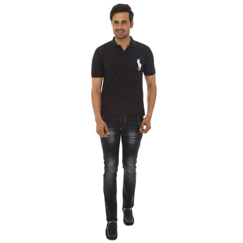Black Polo T shirt - Full Front View