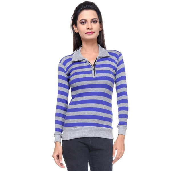 Full Sleeves Striped Blue Top-2