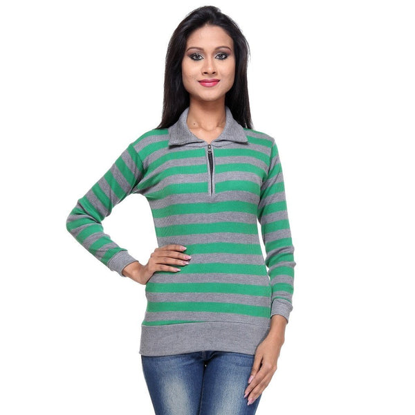 Full Sleeves Striped Green Top-2