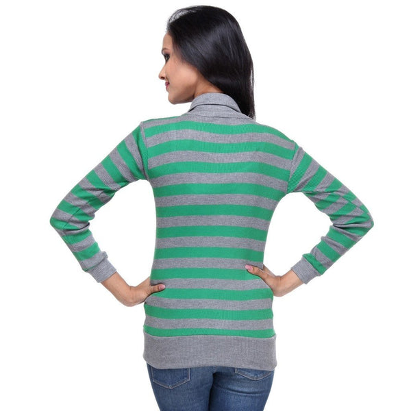 Full Sleeves Striped Green Top-3