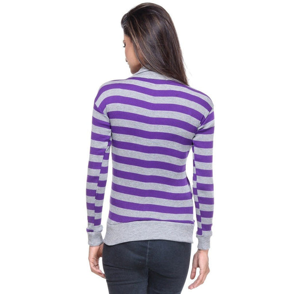 Full Sleeves Striped Purple Top