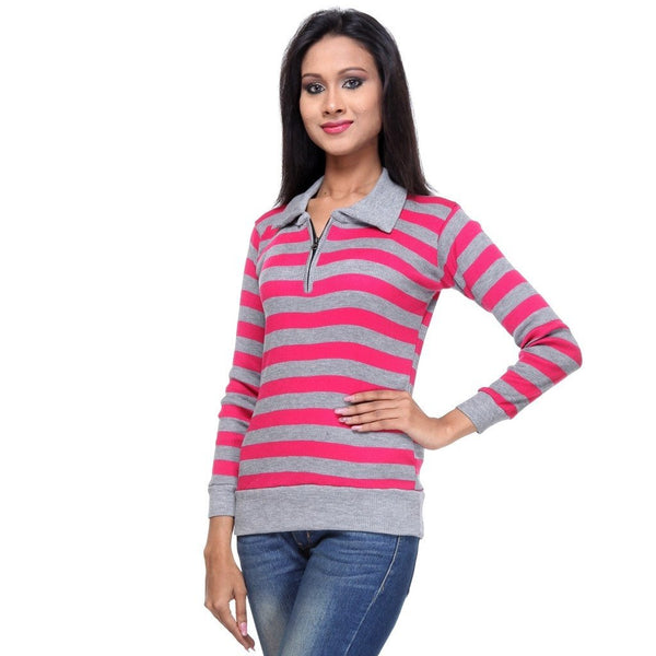 Full Sleeves Striped Pink Top-4