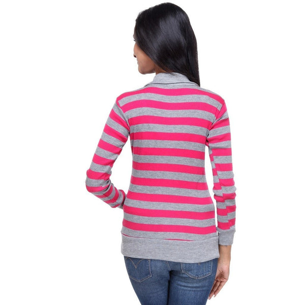 Full Sleeves Striped Pink Top-3