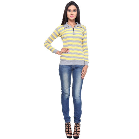 Full Sleeves Striped Yellow Top