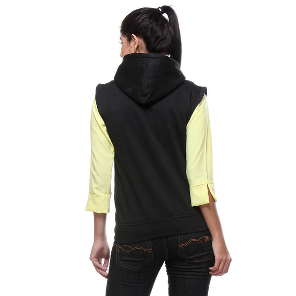Sleeveless Hooded Black Sweatshirt-4