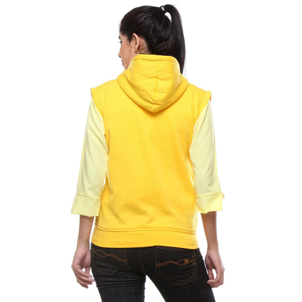 Sleeveless Hooded Yellow Sweatshirt-4