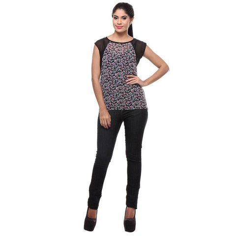 Floral Print Georgette Women's Top-Full Front View