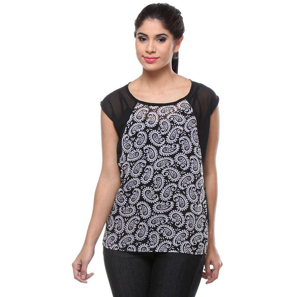 Paisley Print Georgette Women's Top-Front View