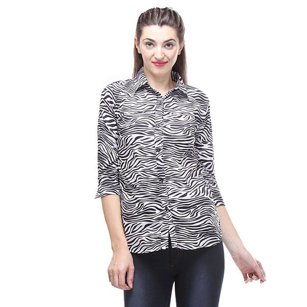 TeeMoods Crepe Zebra Print Shirt-1 
