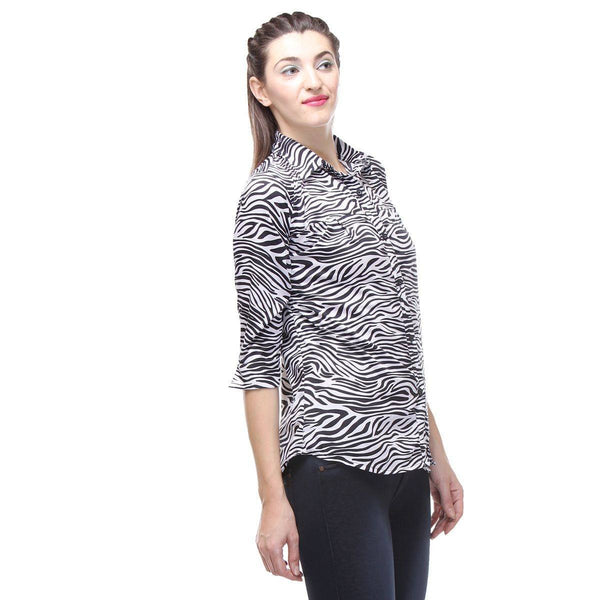 TeeMoods Crepe Zebra Print Shirt-2