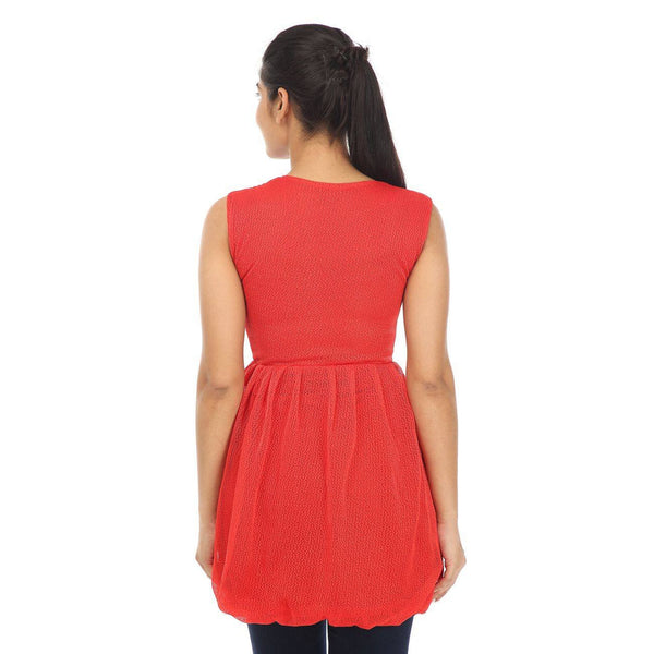 Sleeveless Womens Red Tunic Top