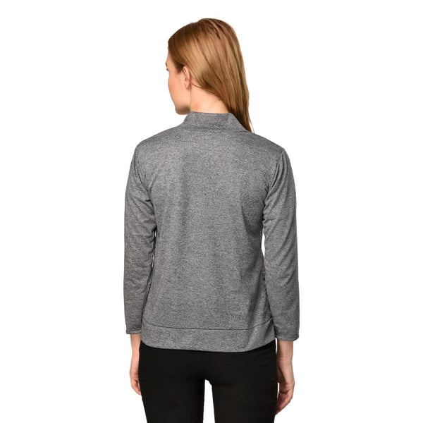 Teemoods Women's Cotton Full Sleeves Grey Shrug with Pocket-Back Side