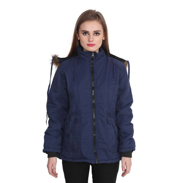 Full Sleeves Navy Winter Jacket for Women