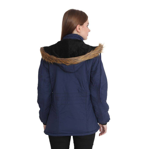 Full Sleeves Navy Winter Jacket for Women