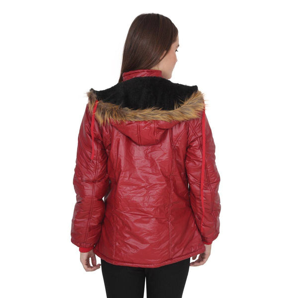 TeeMoods Full Sleeves Maroon Winter Jacket  for Women-3