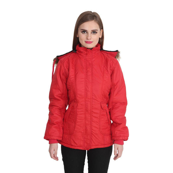 TeeMoods Full Sleeves Red Winter Jacket  for Women-1