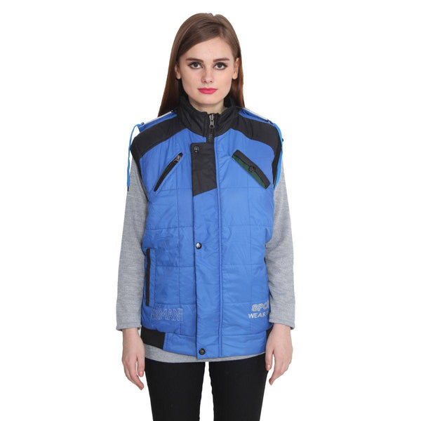 TeeMoods Sleeveless Blue Winter Jacket  for Women-1