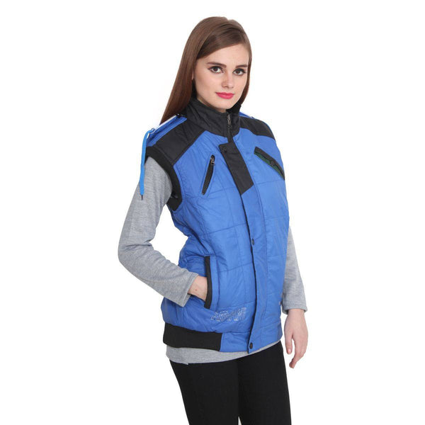 TeeMoods Sleeveless Blue Winter Jacket  for Women-2