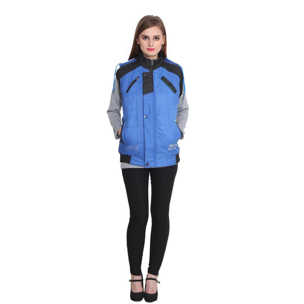 TeeMoods Sleeveless Blue Winter Jacket  for Women