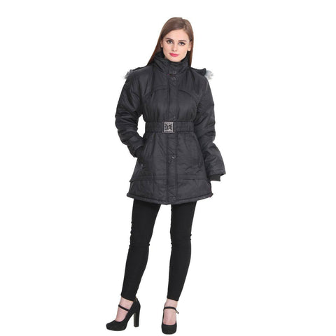 TeeMoods Long Black Winter Jacket  for Women