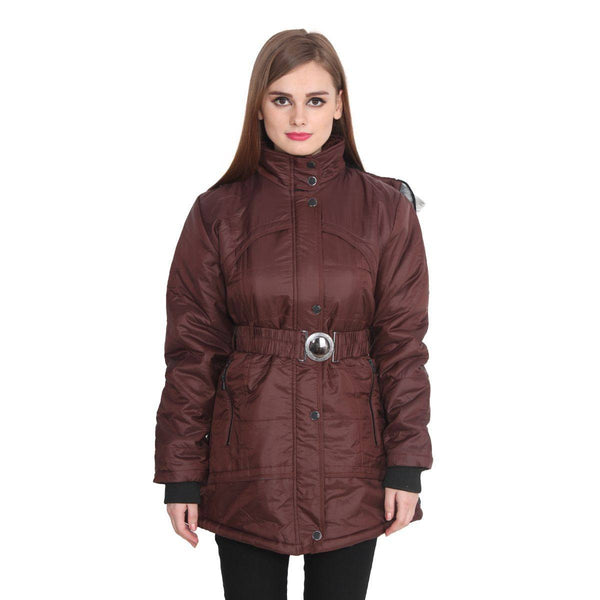 TeeMoods Long Dark Brown Winter Jacket  for Women-2