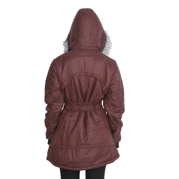 TeeMoods Long Dark Brown Winter Jacket  for Women-4