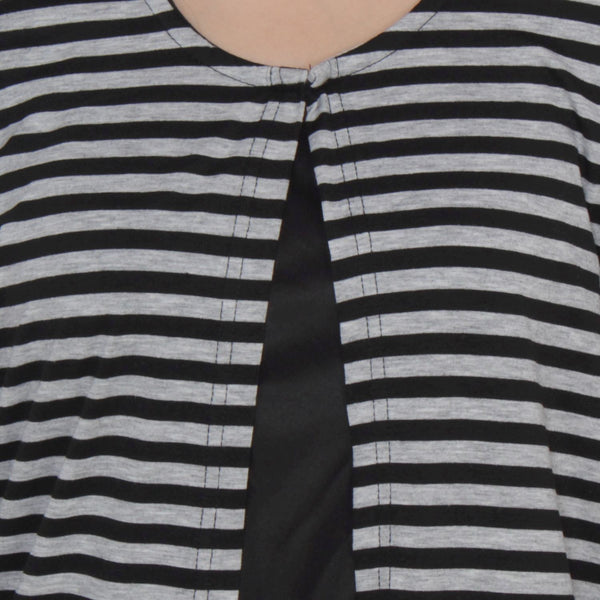 TeeMods High Low Black and Grey Striped Shrug-5
