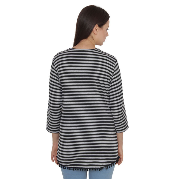TeeMods High Low Black and Grey Striped Shrug-4