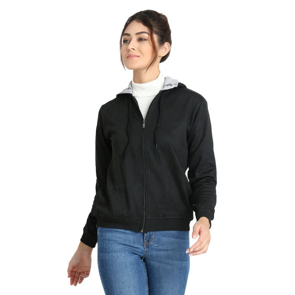 Full Zip Black Hooded Sweatshirt