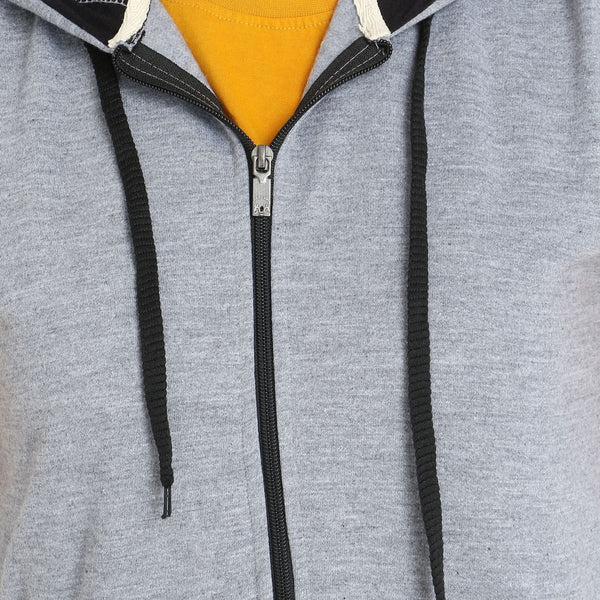 Front Zipper View of Teemoods Ladies Sleeveless Light Grey Sweatshirt and Hoodie