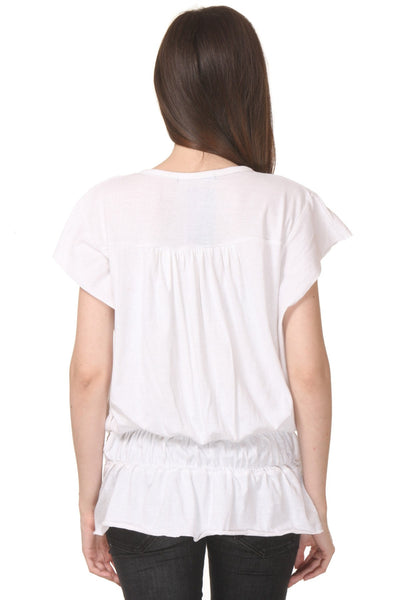 Short Sleeve Solid White Women's Top-4