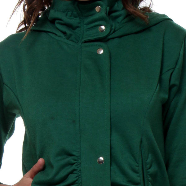 TeeMoods Dark Green Hooded Flap Zipper SweatShirt-4
