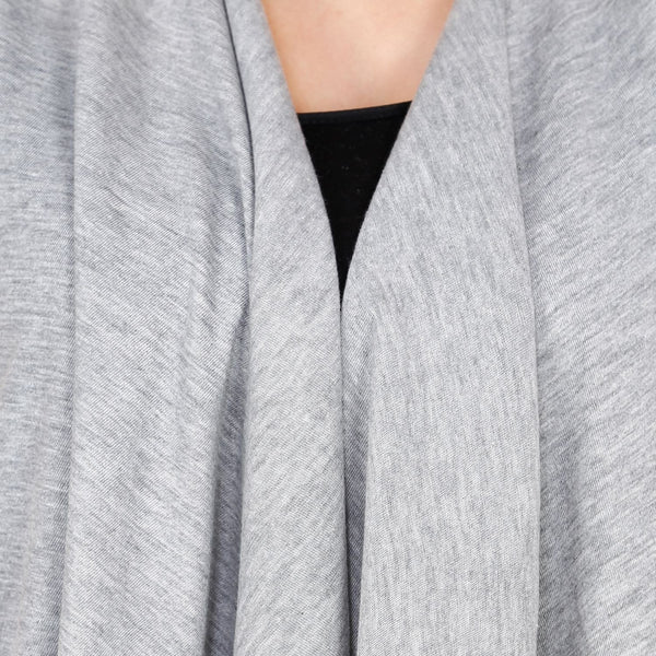 TeeMoods Women's Cotton Sleeveless Light Grey Waterfall Shrug-close up