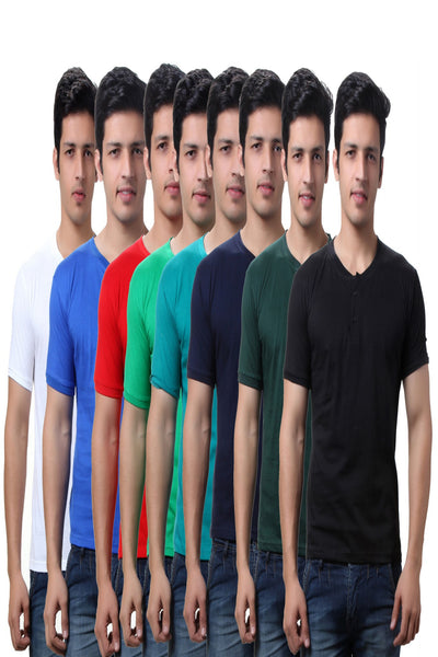TeeMoods Super Saver Pack of  Eight Mens Henley T Shirts 
