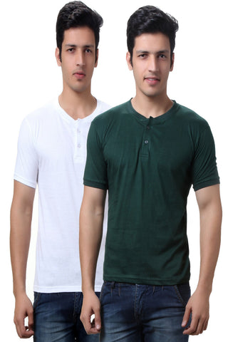 TeeMoods Solid Men's Henley T Shirts  Pack of Two