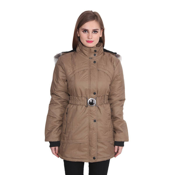 TeeMoods Long Brown Winter Jacket  for Women-2