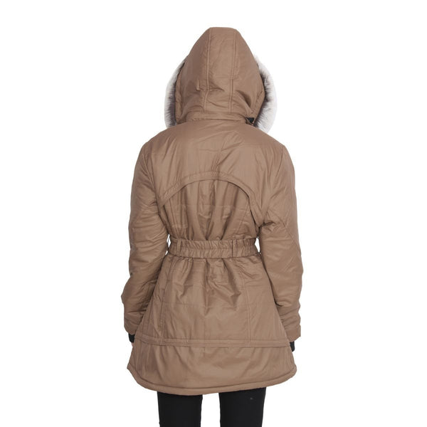 TeeMoods Long Brown Winter Jacket  for Women-5
