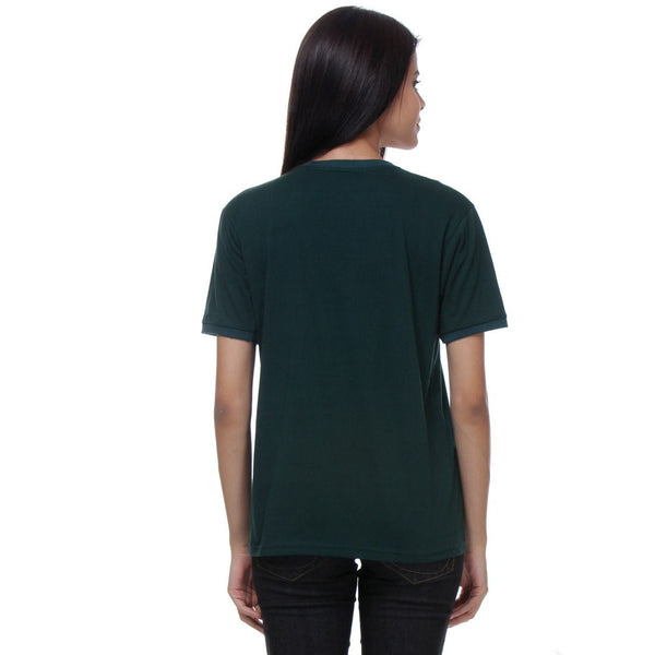 TeeMoods Basic Dark Green Womens V Neck T Shirt Back View