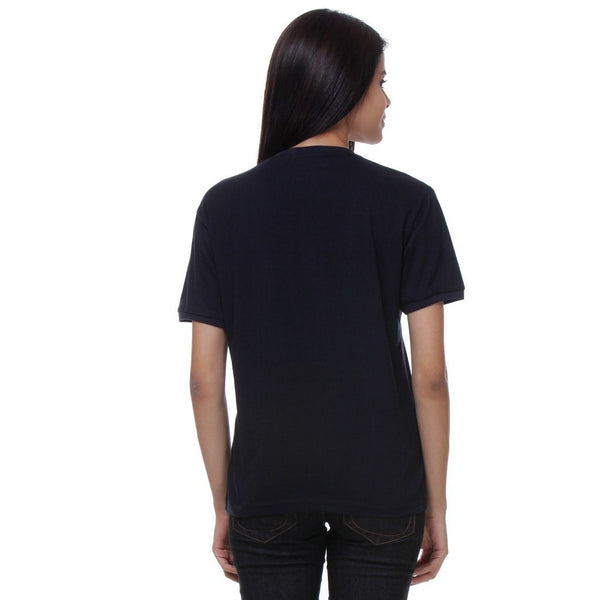 TeeMoods Basic Navy Womens V Neck Tee Back View