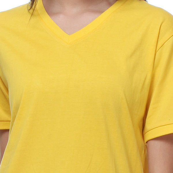 TeeMoods Basic Yellow Womens V Neck Tshirt
