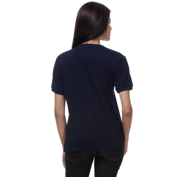 TeeMoods Basic Navy Womens Henley Back View