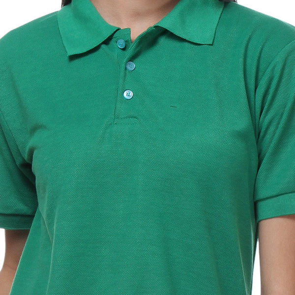 TeeMoods Green Womens Polo Shirt Close Up