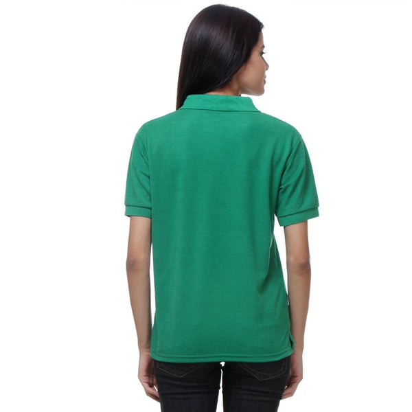 TeeMoods Green Womens Polo Shirt Back View