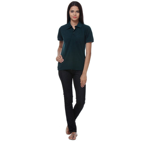 Buy TeeMoods Dark Green Womens Polo Shirt for Rs 349
