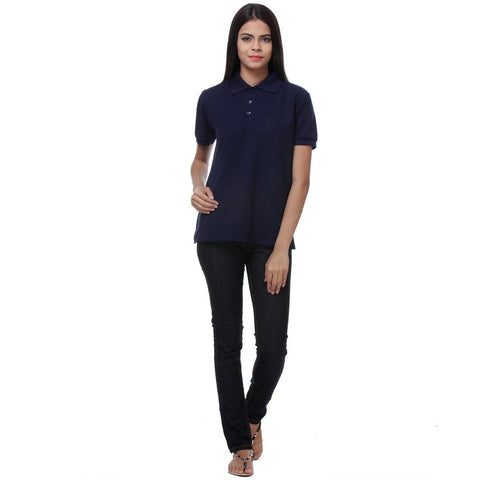 Buy TeeMoods Navy Womens Polo Shirt for Rs 349