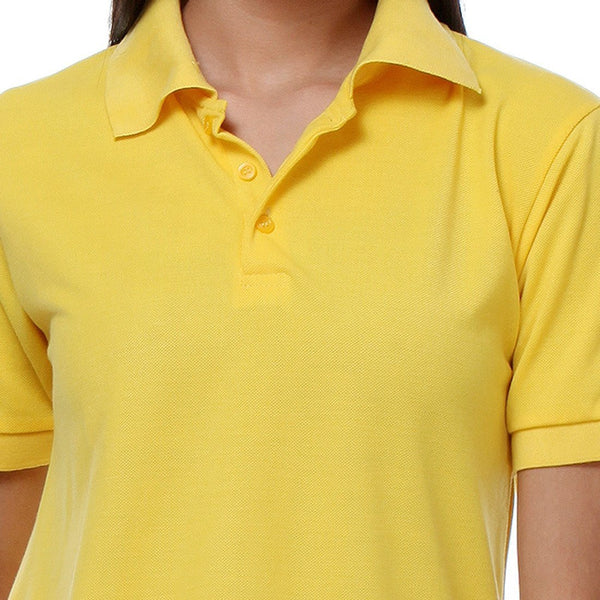 TeeMoods Yellow Womens Polo Shirt Close Up